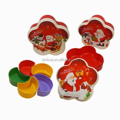 China Plum Shape Heatable Plastic Fresh Container, Plum Shaped Candy Storage Box Peanut Candy Organizer Peanut Appetizer Plate Snack Container 5 Compa for sale