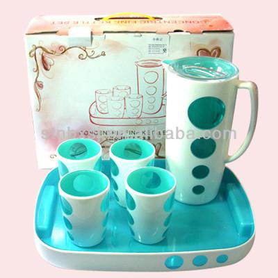 China Sustainable New Design 5 Pcs PS 2000ML Set Plastic Water Jug With Tray Sets for sale