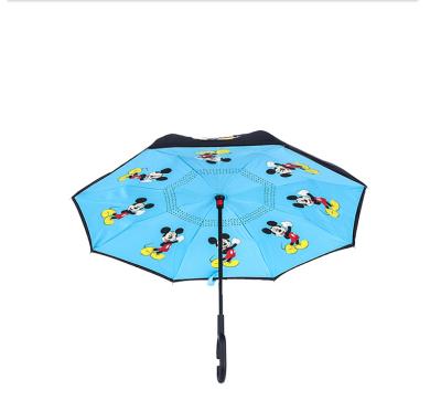 China CLASSIC Cartoon Design Double Layer C Handle Flipped Upside Down Reverse Umbrella For Kids for sale