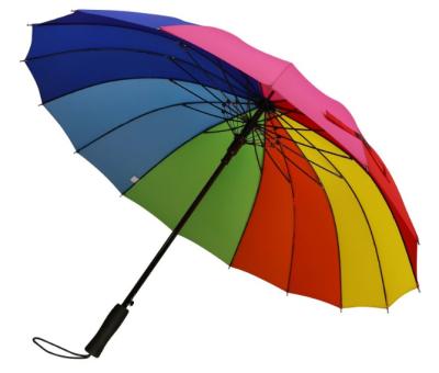 China Morden Luxury Auto Open Straight Durable Umbrella Rainbow 16 Colors Waterproof Umbrella for sale