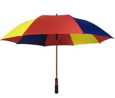 China Morden Luxury Red Fiberglass Frame Golf Umbrella With Big Size Auto Open Rain Umbrella for sale