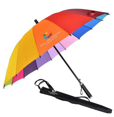 China Store Classic Automatic Open Rainbow Stick Umbrella With Shoulder Bag Umbrella for sale