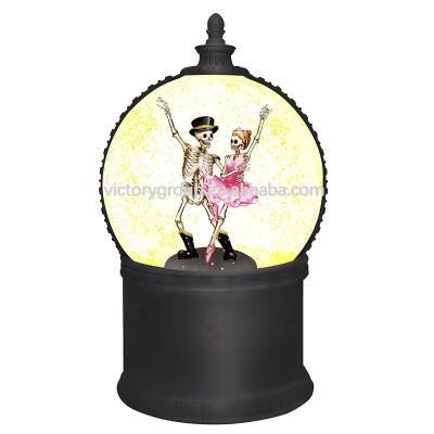 China 2022 Europe Wholesale Halloween Day of the Dead Decoration Magnet Skeleton Couples Glitter Water Lantern Snow Swirl Plastic Globe for sale