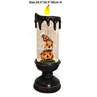 China Halloween Decor/Gift Hot Selling Led Battery Operate Pumpkin Candle Lantern Water Rotating Halloween Globe Party Home Decor for sale