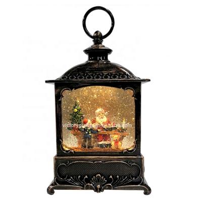 China Christamas Gifts/Santa Indoor Decorative Christmas Glittering Water Swirling Lantern Decoration Home Factory Production Rotating Musical Snow Globe For Christmas for sale