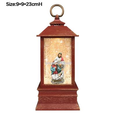 China Jesus Birth Snowing Christmas Plastic Artificial Led Snow Globe Lantern Plastic+Liquid+Led Nativity Decoration For Sale for sale