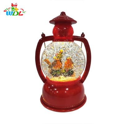 China Christamas Home Decoration 2020 New Year Valentines Day and Christmas Gifts Resin Led Rotating Bird Couples Souvenir Snow Globe For Sale for sale