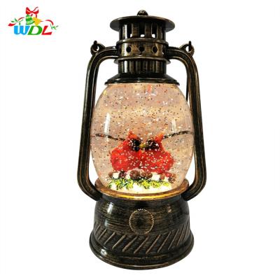 China Christamas Home Decoration Merry Christmas Decoration Snowball Craft Christmas Twinkle Lamp Led Water Globe Cardinal Battery Operated Lantern for sale