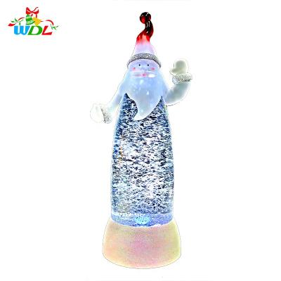 China Home Decoration Resin Material Novelty Glitter Snow Globe Led Christmas Decoration Santa Claus Light Snow Decor Christmas Water Globe With Led for sale