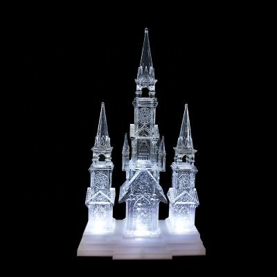 China The Home Decor Etc Church White Crystal Luminescence Rotate Wedding Decorations Christmas Desk Lamp Lantern Decorative Glass Rotating Snow for sale