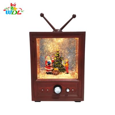 China Gift & Outdoor Santa Xmas Gift Musical Water Lantern Christmas Ornaments Retro Christmas Ornaments Twinkle Snow TV Light Globe With Adjustable Volume for sale