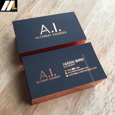 China Advertising Thick Black Paper Copper Foiling Business Card for sale