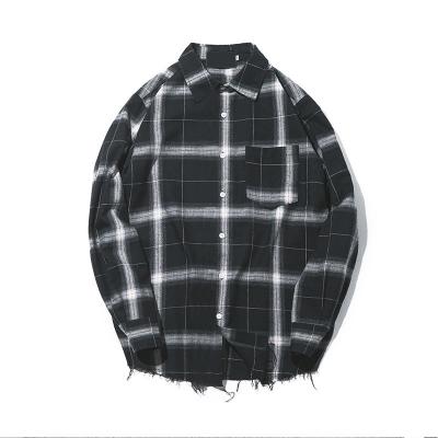 China Free Shipping Long Sleeve Plaid Anti-pilling Cotton Casual Loose Men Women Anti-pilling Shirts for sale