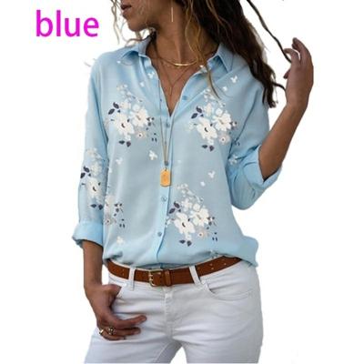 China Anti-pilling anti-pilling Hawaii floral print land rolled sheath v-neck work casual blouses loose women shirts for sale