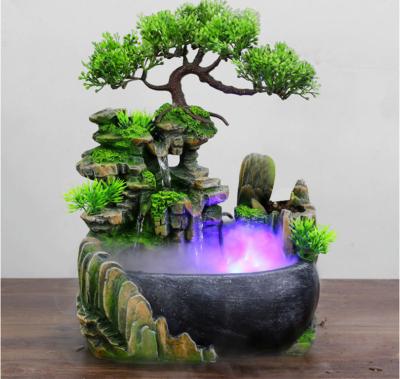 China Home Decor Small Rock Garden Water Bonsai Tree Light Creative Luxury Luxury Tank Light Home Decor for sale