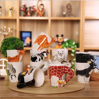 China Viable Unique 3d Mug Mug Animal Shaped Cheap Cat Ceramic Coffee Mug for sale