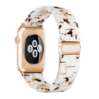 China ESEEKGO Resin Ceramic Removable Watchband OEM Fashion Stainless Steel Buckle Three Beads Replacement For Apple Watch Band for sale