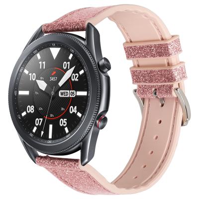 China ESEEKGO Leather Fashion Multi Colors Women Smart Watch Band Glitter Silica Gel Leather Watchband for Samsung for sale