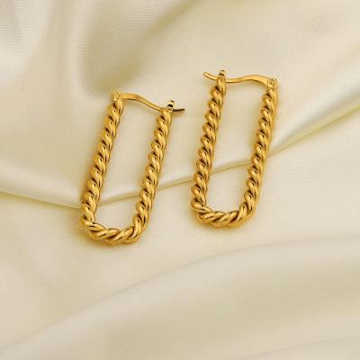 China Trendy fashion creative twist stainless steel earrings geometric temperament golden accessories wholesale for sale