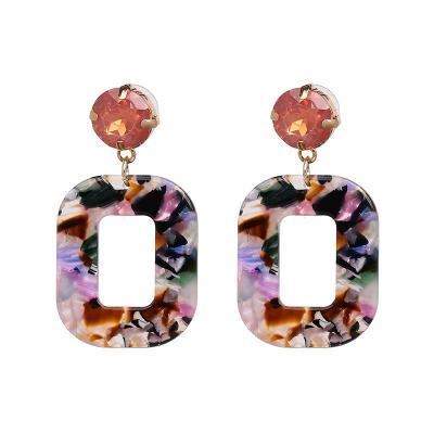 China TRENDY geometric square earrings jewelry women Acetate Edition leopard print acrylic resin earrings for sale