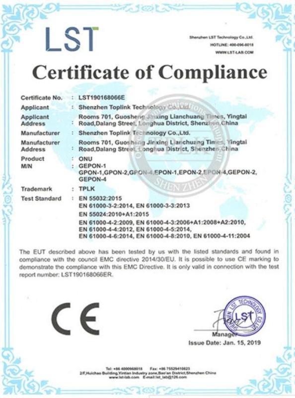 CE - Shenzhen Top Link Technology Co., LTD