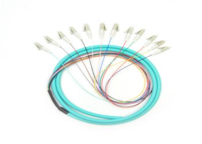 China Multi Mode Fiber Optic Pigtail 12 Core  LC Connector OM3 Pigtail 1.5m for sale