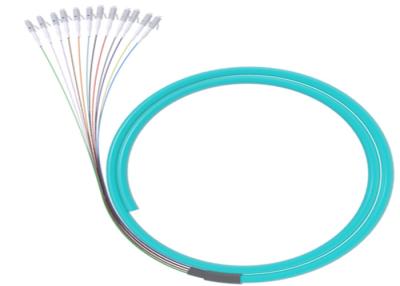 China Blue 12 Core LC Fiber Optic Pigtail Multi Mode 3.0mm Optical Jumper Cable for sale