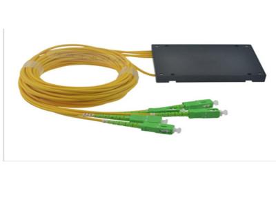 China SC APC ABS PLC Splitter 1x4 1m 2.0mm Single Mode Fiber Optic Coupler Pigtail for sale