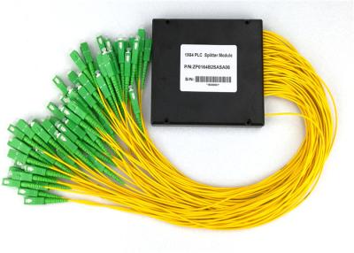 China FTTH Fiber Optic PLC Splitter ABS SC APC Coupler 1 Split 64 1.5m 2.0mm Pigtail for sale