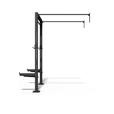 China Hot Selling Eco-friendly Home Gym Equipment Bodybuilding Fitness Space Saving Wall Mount Folding Squat Rack for sale