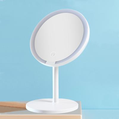 China New Selling Makeup Travel Vanity LED Rechargeable Light Up Desk Three Color Portable Hot Dressing Table Mirror Make Up Mirror for sale