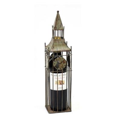 China Viable Free Standing Metal Bottle Countertop Single Wine Rack World Attraction Bigben Shape Wine Rack for sale