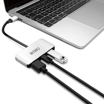 China Aluminum Alloy Shell WiWU 3 in 1 USB 3.0 Type C Hub Converter Aluminum Alloy Type C USB C Hub Adapter for sale