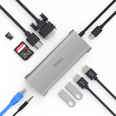 China Multiple USB-C Connects Support WIWU USB C Plug 11 Hub In 1 TYPE C HUB Adapter DOCK STATION For MacBook, ChromeBook for sale