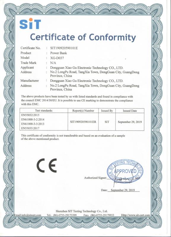 CE - Dongguan Xiaogu Electronic Technology Co., Ltd.