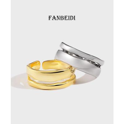 China FASHIONABLE Irregular Outer Thin Ring Open Female Jewelry S925 Sterling Silver Gold Plated Ring Ins Minimalist for sale