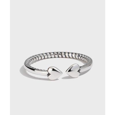 China Retro Old FASHIONABLE Simple CIA Knuckle Ring S925 Sterling Silver Double Love Twist Ring Female Korean Cold Wind for sale