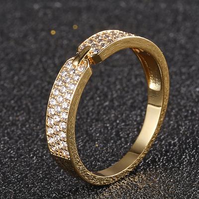 China High quality gold plated couples Ring Female Simple Zircon inlaid European and American border match TRENDY fashion for sale