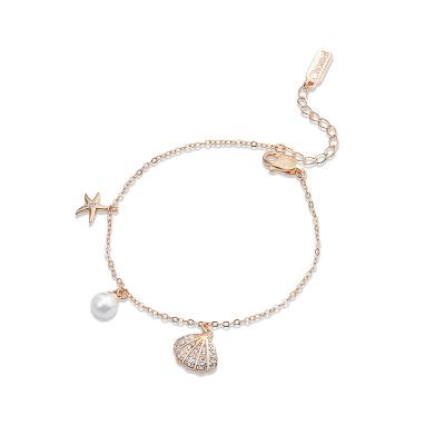 China New TRENDY Hot Selling Ladies Bracelet Shell Starfish Pearl Bracelet Fashion Niche Sterling Silver Female Simple Design for sale