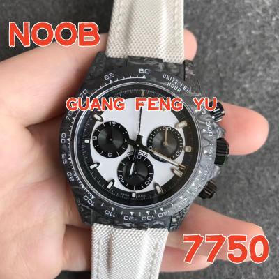 China Best 1:1 Noob Carbon Fiber Chronograph DIW Chronograph Automatic Mechanical Edition Panda Dial White Nylon Strap White A7750 for sale