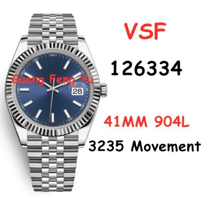 China VSF 1:1 Edition 904L Steel Blue Dial Automatic Mechanical Watch 41 Auto Date 126334 Best On SS Jubilee Strap VS3235 for sale