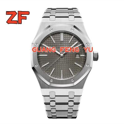 China 1:1 SS ZF Automatic Mechanical Watch 41mm Auto Date 15400 Edition Gray Textured Dial Best On SS Super Strap V2 SA3120 Clone for sale