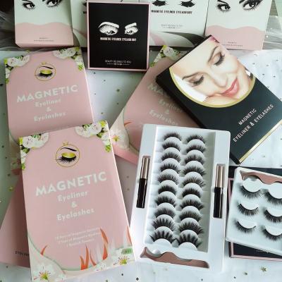 China Private label 3d natural magnetic mink eyelash set long eyeliner magnetic eyelashes waterproof magnetic eyeliner for sale