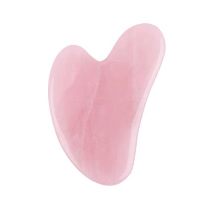 China Wholesale Heart Shaped Rose Jade Rose Quartz Guasha Scraper Set Logo Guasha Board Massage Tool Custom Face Lift for sale