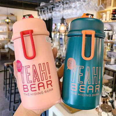 China Sustainable Cute Bear Insulation Cartoon Children Stainless Steel Personality Customized Portable Water Bottle for sale