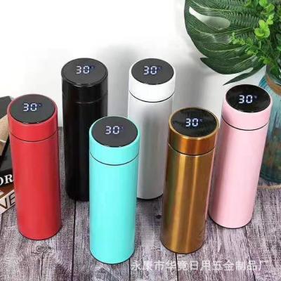 China 500ml Stainless Steel Stocked Led Coffee Thermal Sports Digital Temperature Reminder Smart Drink Milk Water Bottle for sale