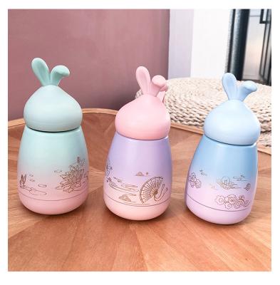 China Morden Lovely Rabbit Ears Vacuum Commercial Premises Luxury Outdoor 304 Stainless Steel Thermal Water Bottle for sale