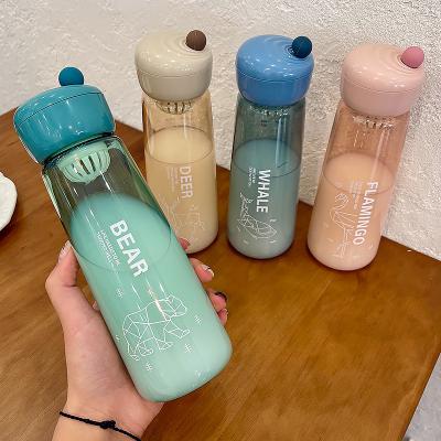 China Morden 2021 Sports Plastic Summer Luxury Wholesale Portable Kids Drink Creative Cartoon Animal Water Bottle for sale