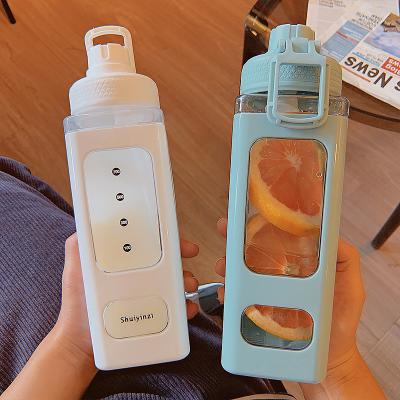 China Sustainable Simple Trend Outdoor Plastic Carry Straw Boys And Girls Fitness Sports Large Capacity Summer Water Bottle for sale