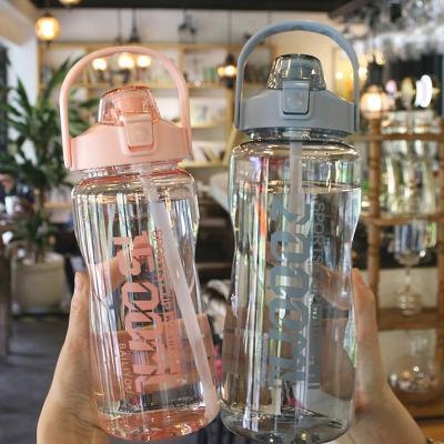 China Sustainable Personality Sports Kettle Take Away Student Ball Large Capacity Straw Plastic Casual Water Bottle for sale